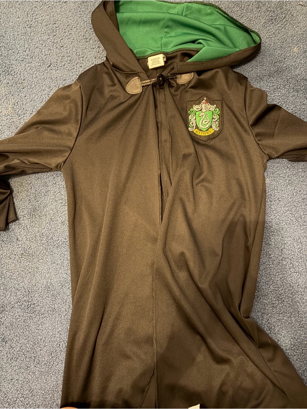 Slytherin Hooded Kids Costume Robe - Green and Brown